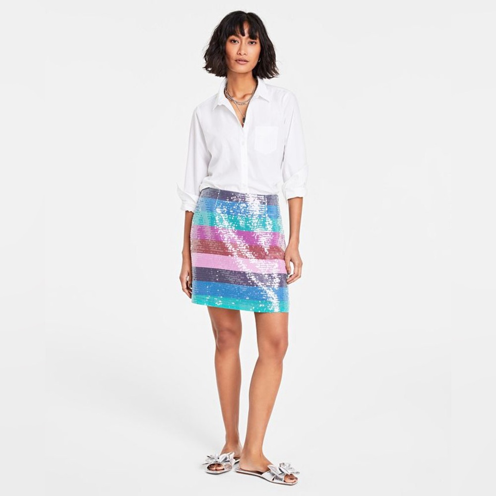 Sparkling Multicolor Sequin Pencil Skirt